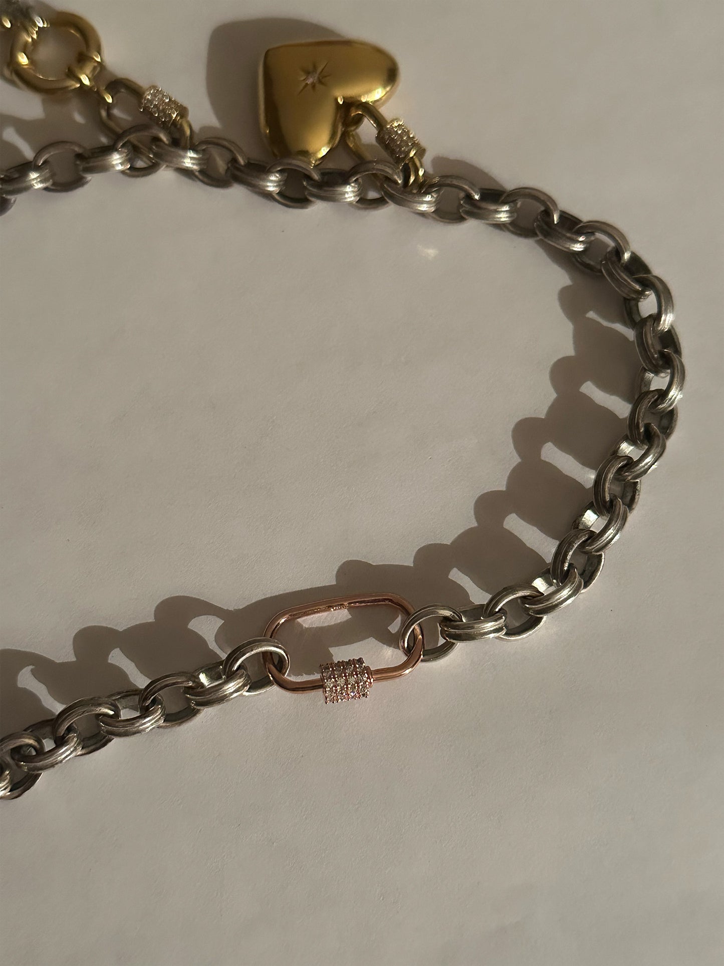 Pave Carabiner - Rose Gold Plated Sterling Silver