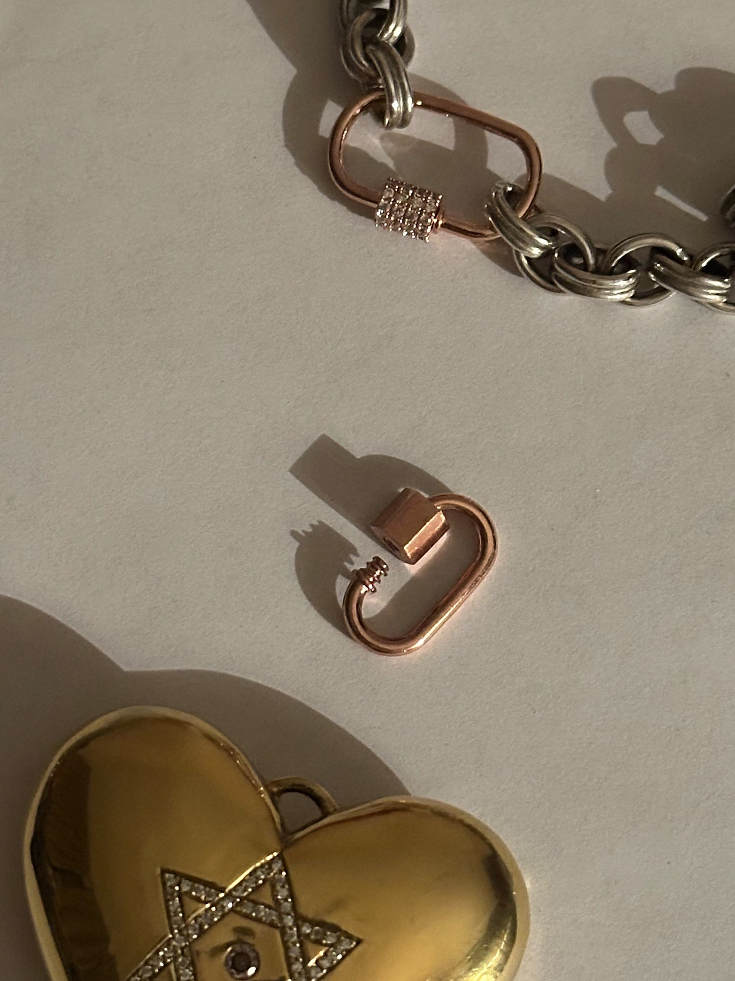 Mini Plein Carabiner - Rose Gold Plated Sterling Silver
