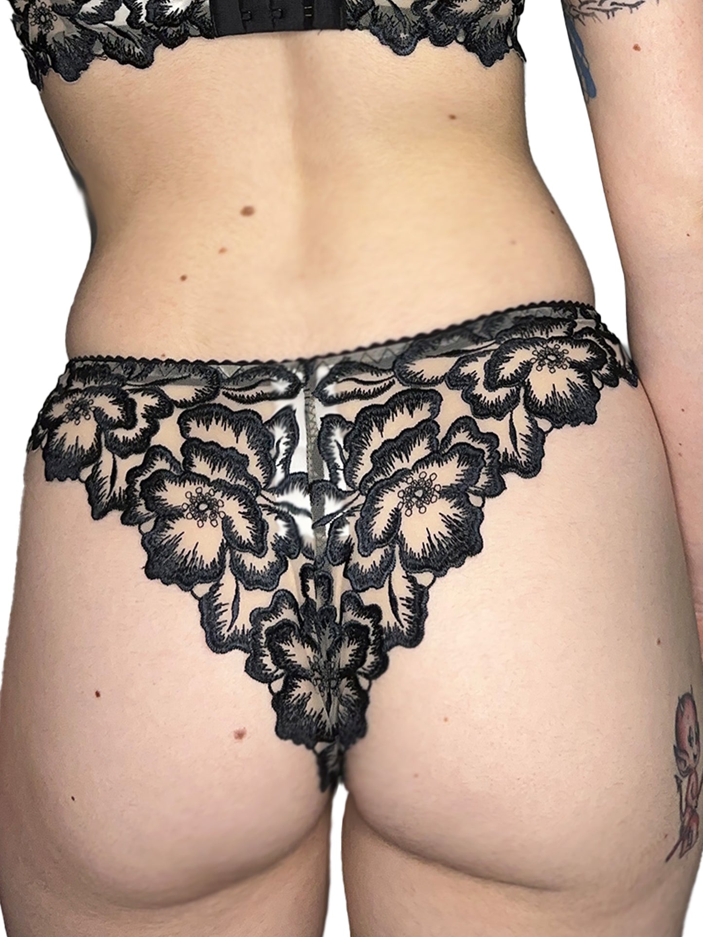 Black Rose Knickers embroidered lace