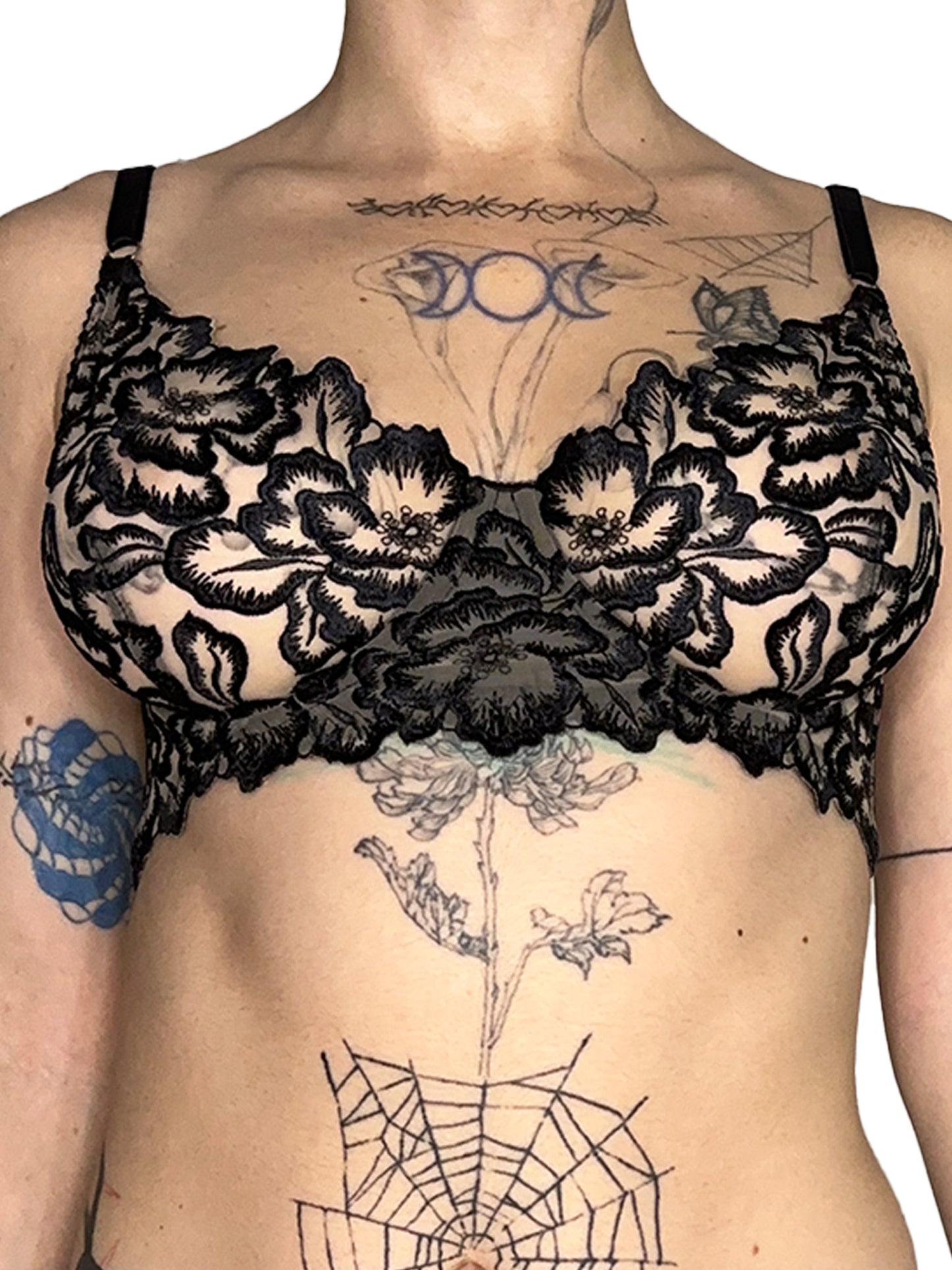 Black Rose Bra embroidered lace