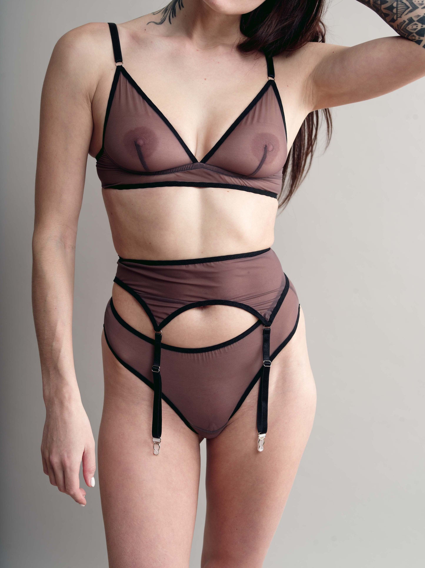 Brown Mesh Structured Bralette