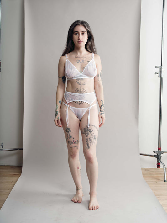 White Mesh Garter Belt