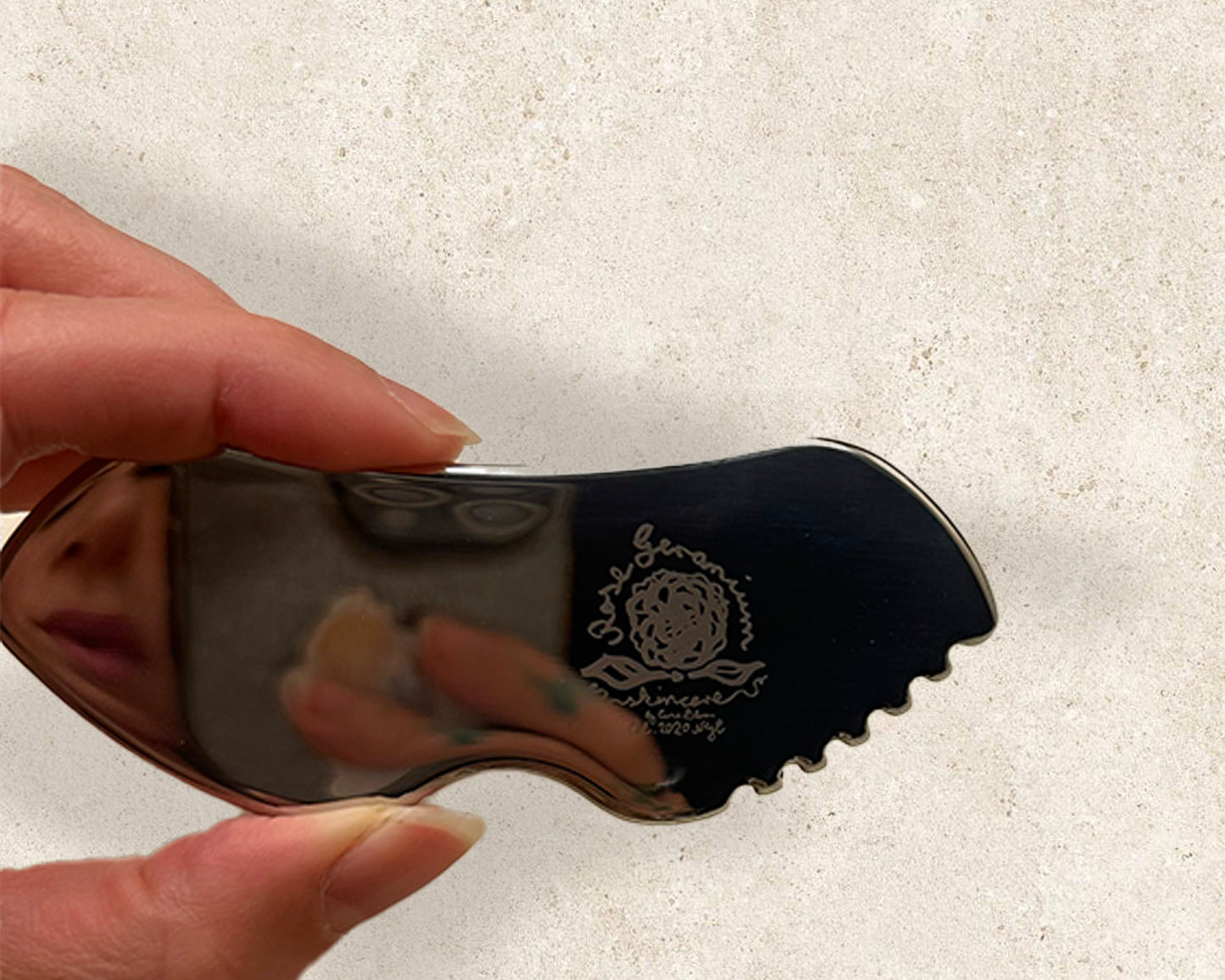 Rose Geranium Skincare Large Gua Sha tool stainless steel