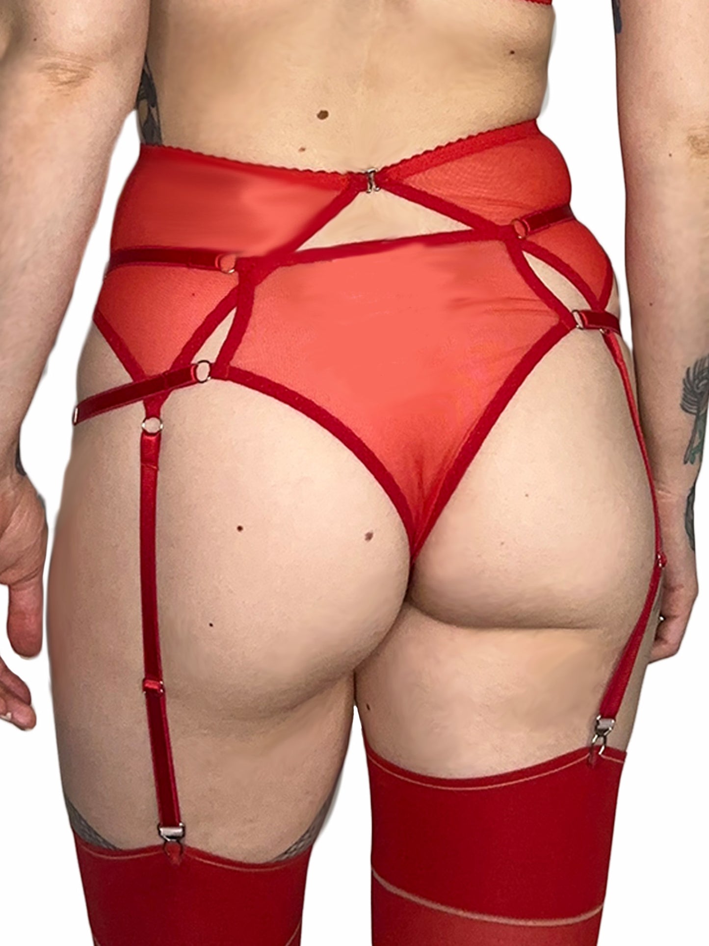 Red Mesh Garter Belt