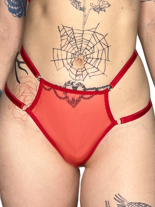Red Mesh Thong Double Adjustable Strap