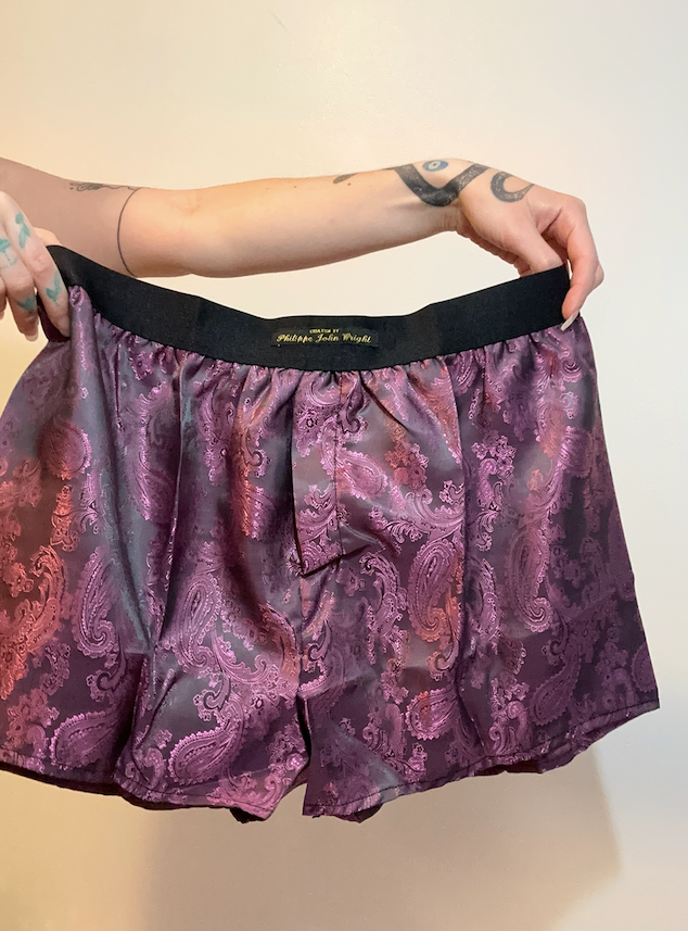 Mens Paisley Silk Boxer Shorts Purple Wine