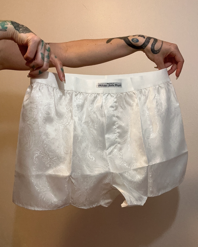 Mens Paisley Silk Boxer Shorts Golden Tan