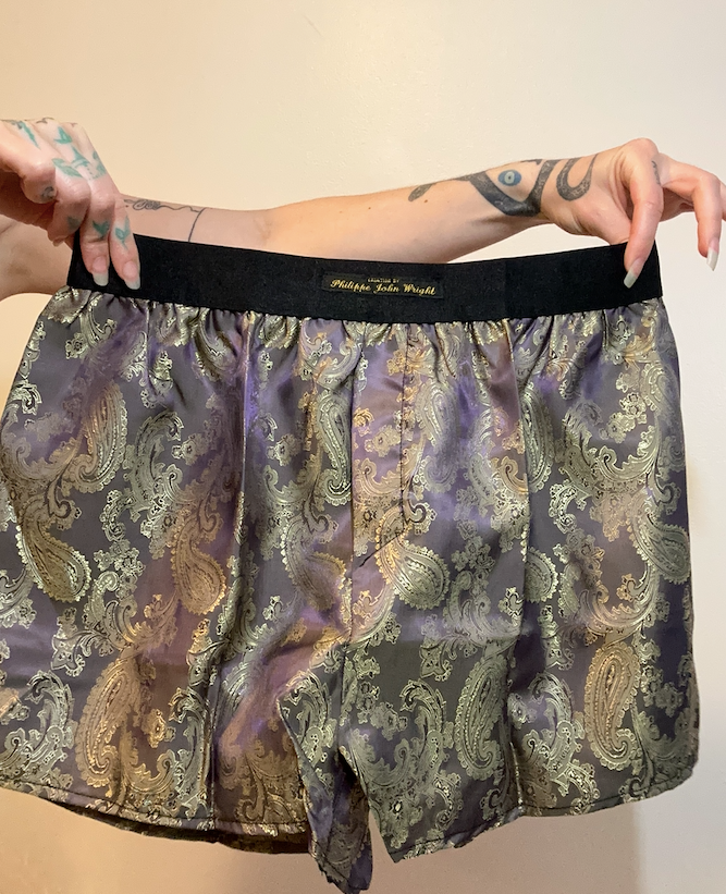 Mens Paisley Silk Boxer Shorts Purple Wine