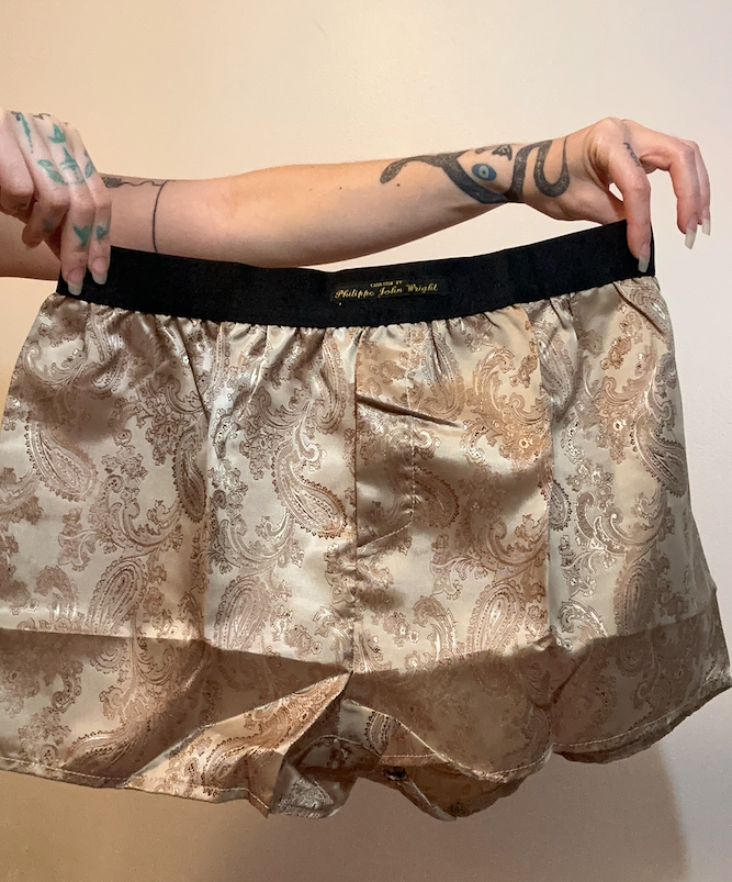 Mens Paisley Silk Boxer Shorts Wood Brown