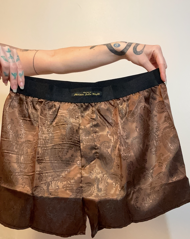 Mens Paisley Silk Boxer Shorts Golden Tan