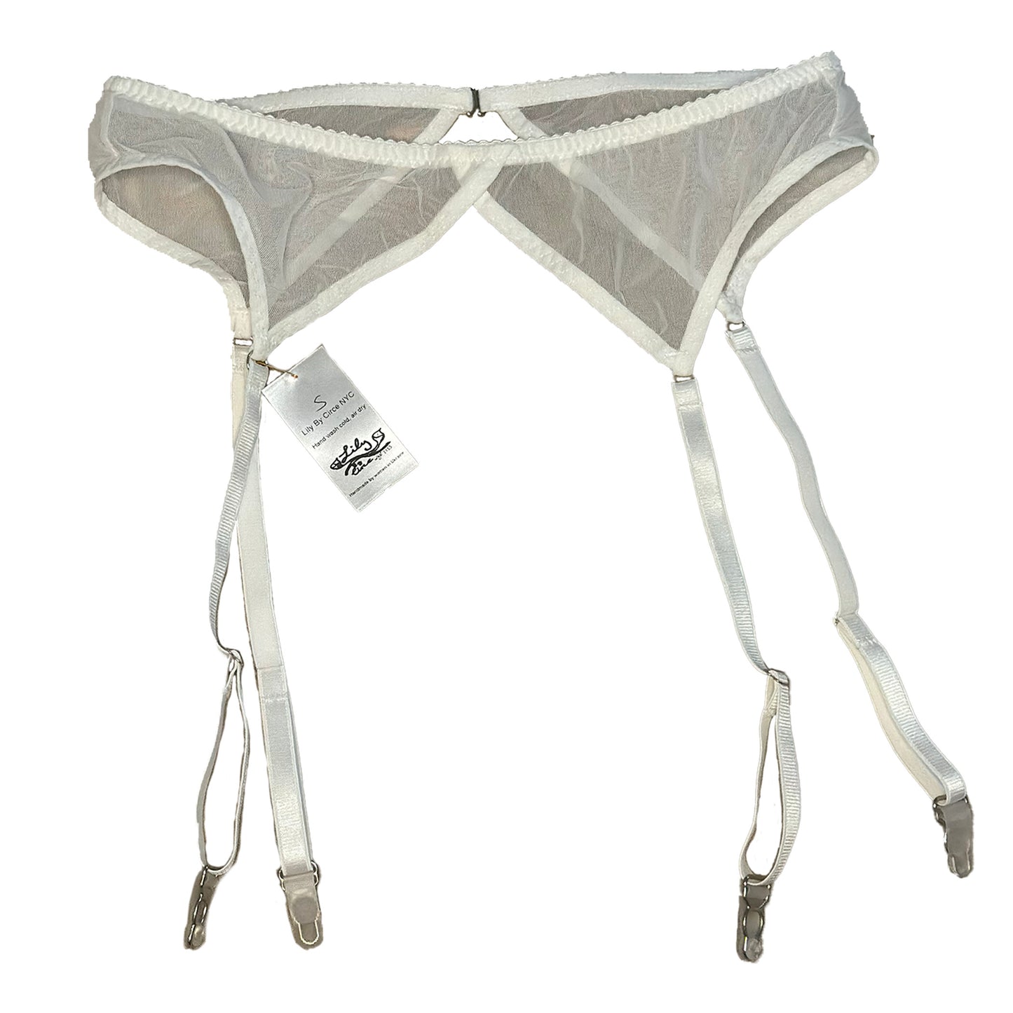 White Mesh Triangle Garter Belt