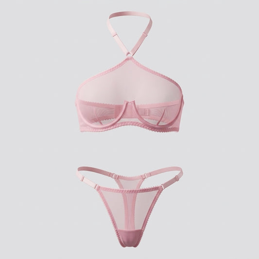 Baby Pink Mesh Thong Adjustable Strap