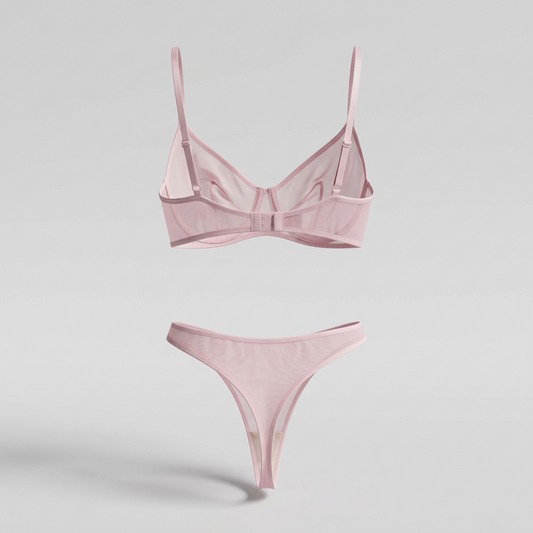 Ursula High-Cut Thong Baby Pink Mesh