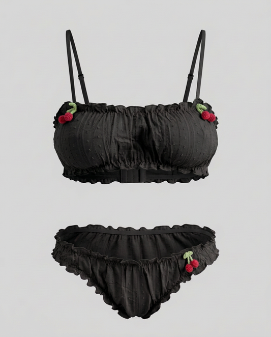 Ruffle Cherry Knickers Black