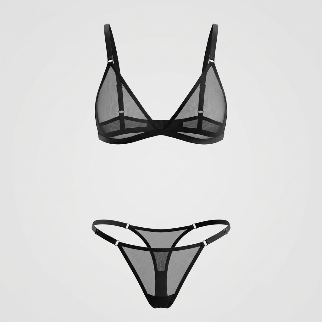 Black Mesh Thong Adjustable Strap