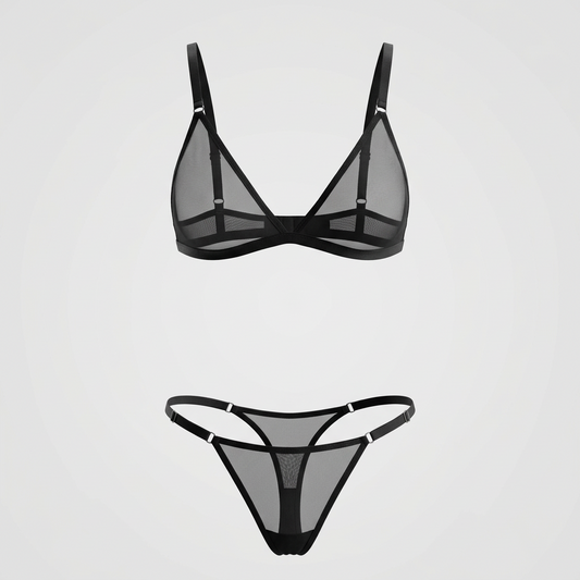 Black Mesh Thong Adjustable Strap