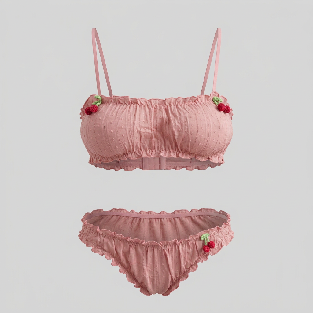 Ruffle Cherry Bralette Dusty Pink