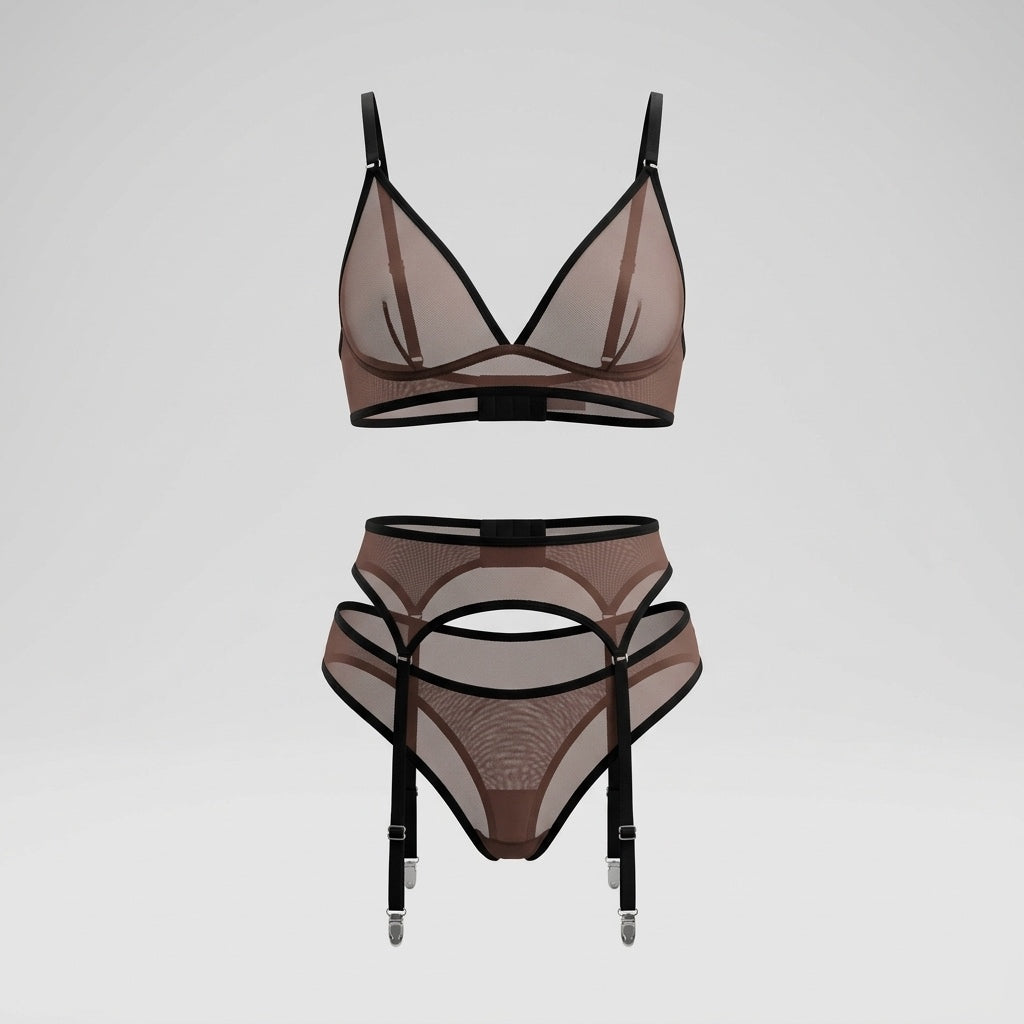 Brown Mesh Structured Bralette