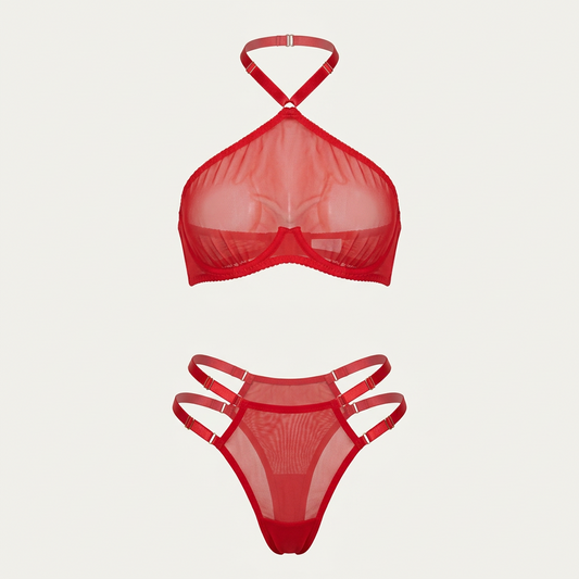 Red Mesh Thong Double Adjustable Strap